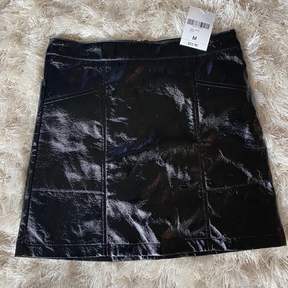 Faux Patent Leather Mini Skirt